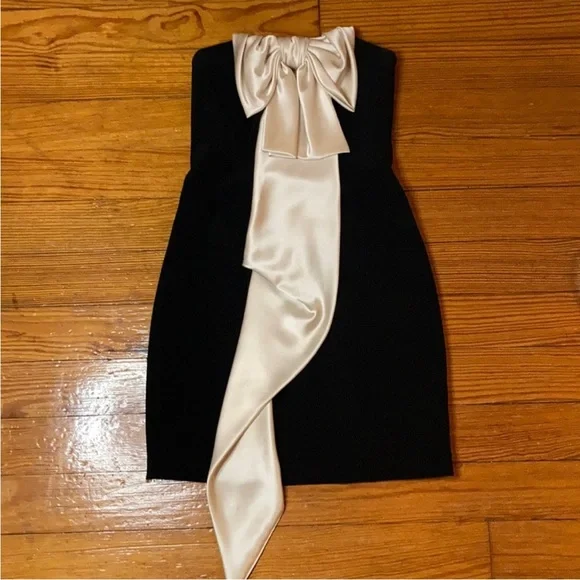 ABS Allen Schwartz Black Satin Strapless Dress - Picture 1 of 11